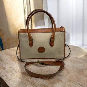 Vintage Dooney & Bourke AWL Shoulder Satchel Zipper Top Case Bone/British Tan